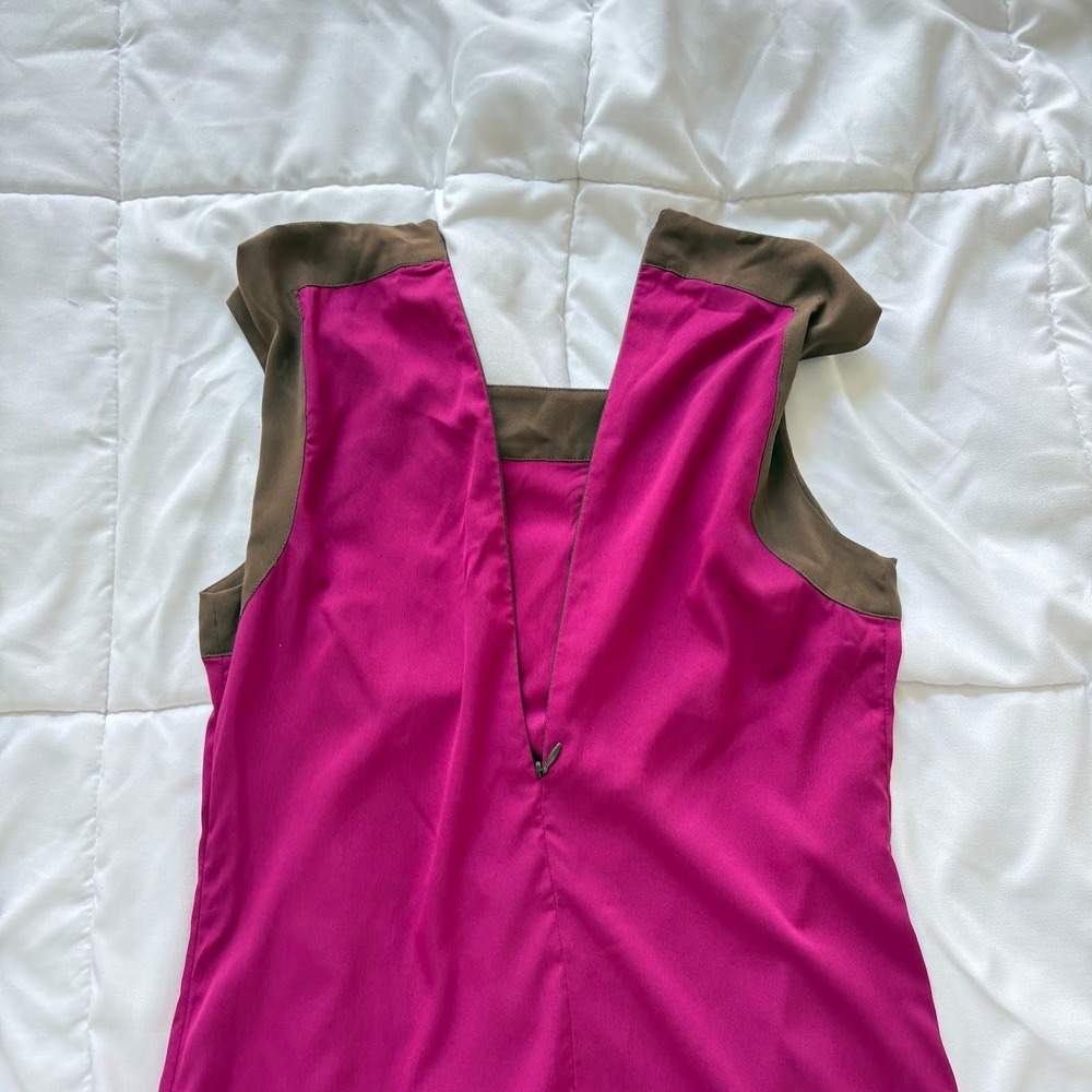 Banana Republic Top Blouse Womens 0 Pink Brown Colorblock Sleeveless Office - Picture 6 of 6